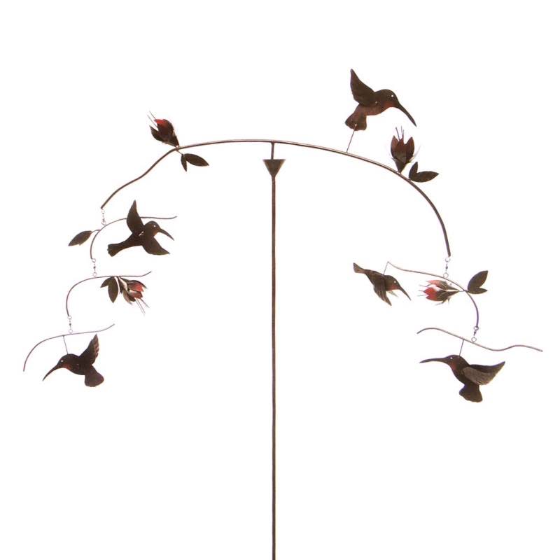 Handcrafted Metal Hummingbird Balancer/Mobile on 30"H Stake