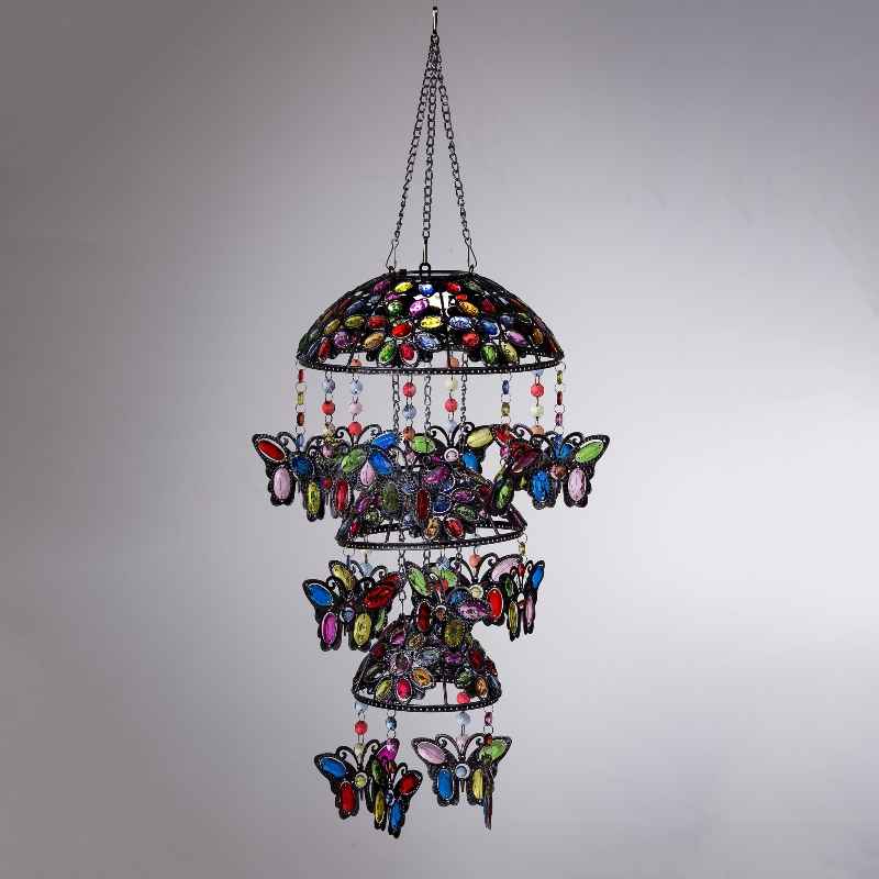 Three-Tiered Solar Jeweled Butterfly Mobile - View 4