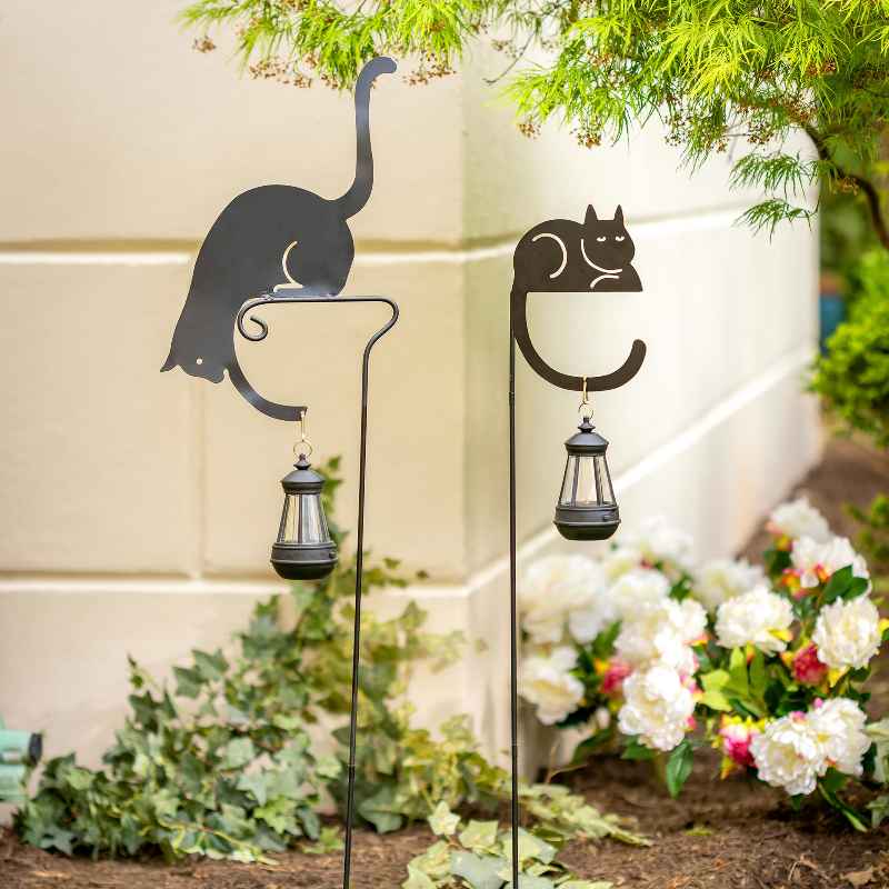 Solar Lighted Cat Garden Stake - View 3