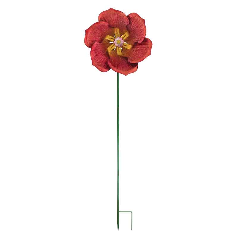 Textured Poppy Flower Spinner Stake - View 4