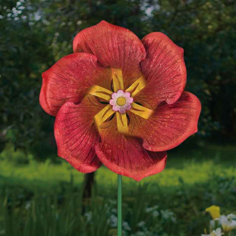 Textured Poppy Flower Spinner Stake - View 6