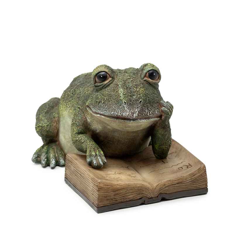 Frog Reading Solar Lighted Book Statue - View 2