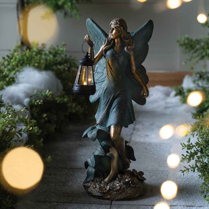 Fairy Statue Holding Solar Lantern - View 2