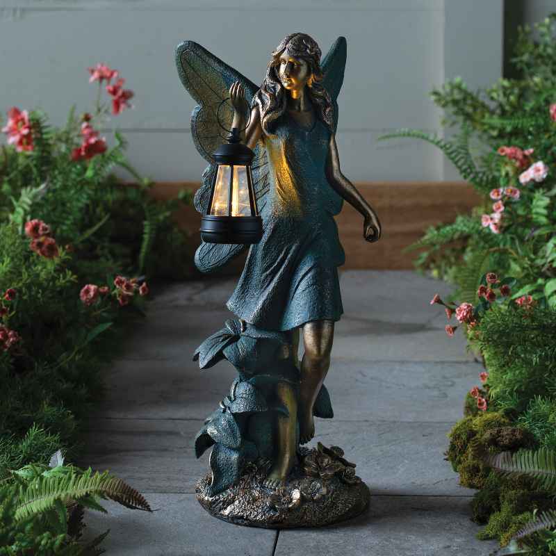 Fairy Statue Holding Solar Lantern