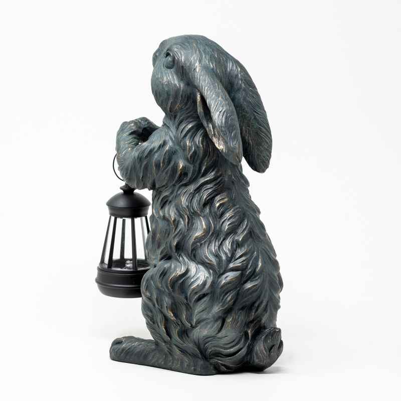 Rabbit Statue Holding Solar Lantern - View 4