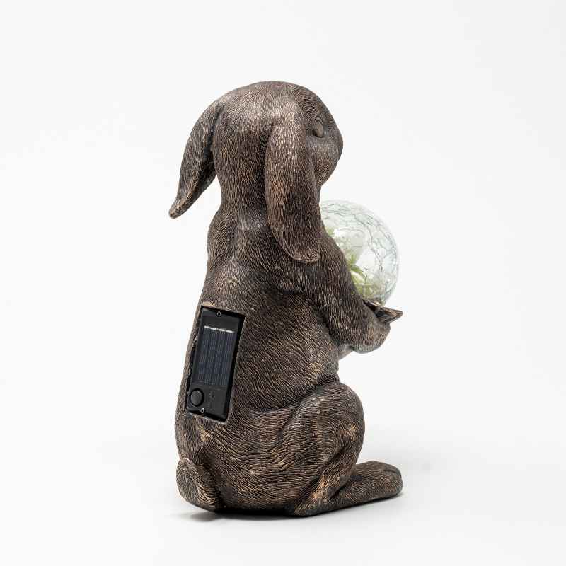 Rabbit Statue Holding Solar Gazing Ball - View 5