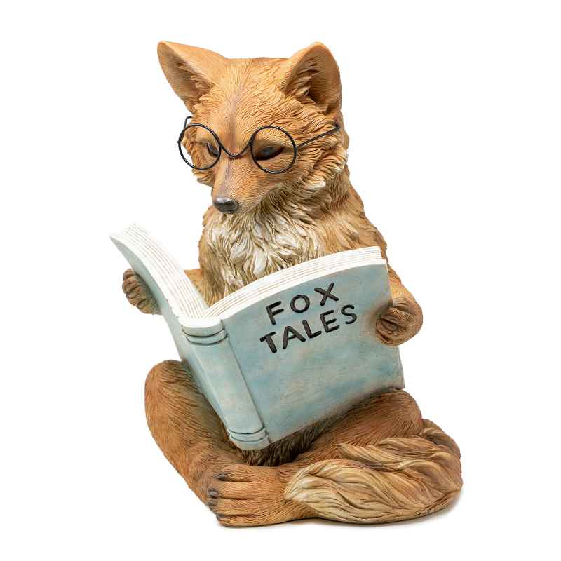 Fox Reading Book Statue - View 2