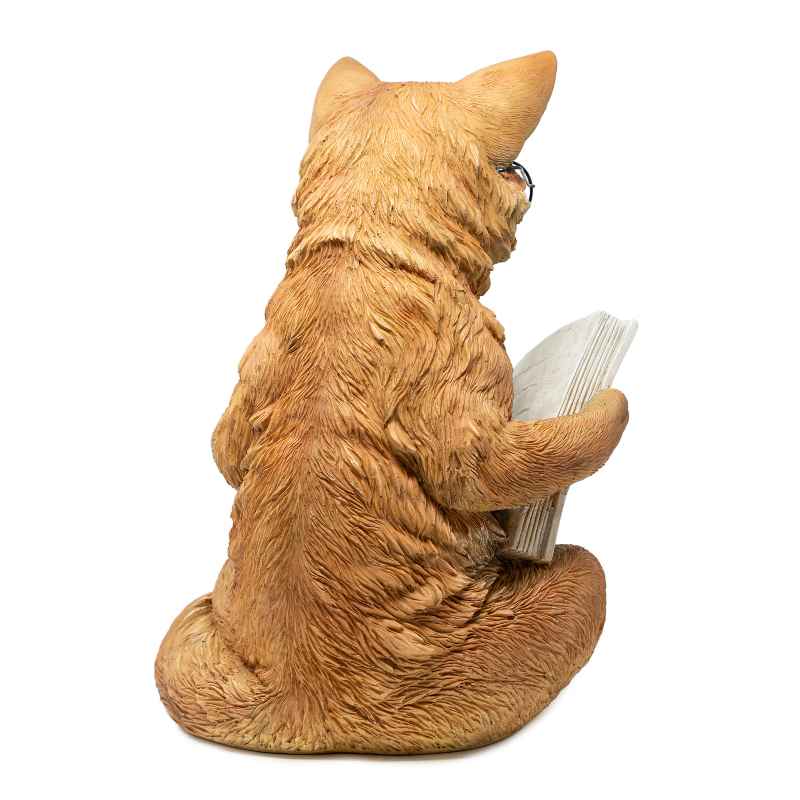 Fox Reading Book Statue - View 3