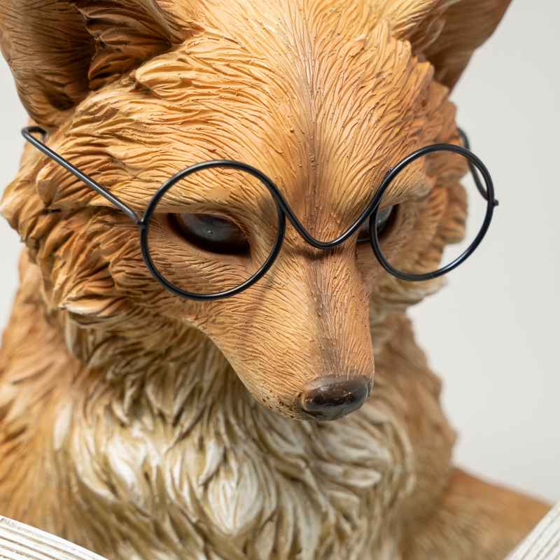 Fox Reading Book Statue - View 4