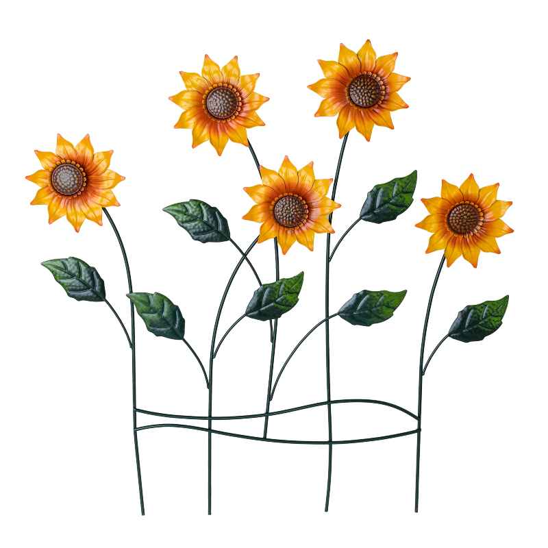 Metal Sunflowers Fence Accent - View 2