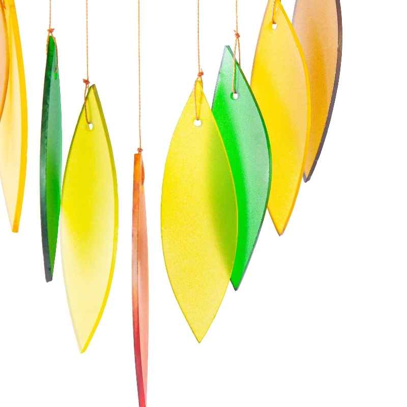 Colorful Metal and Glass Owl with Moon Wind Chime - View 4