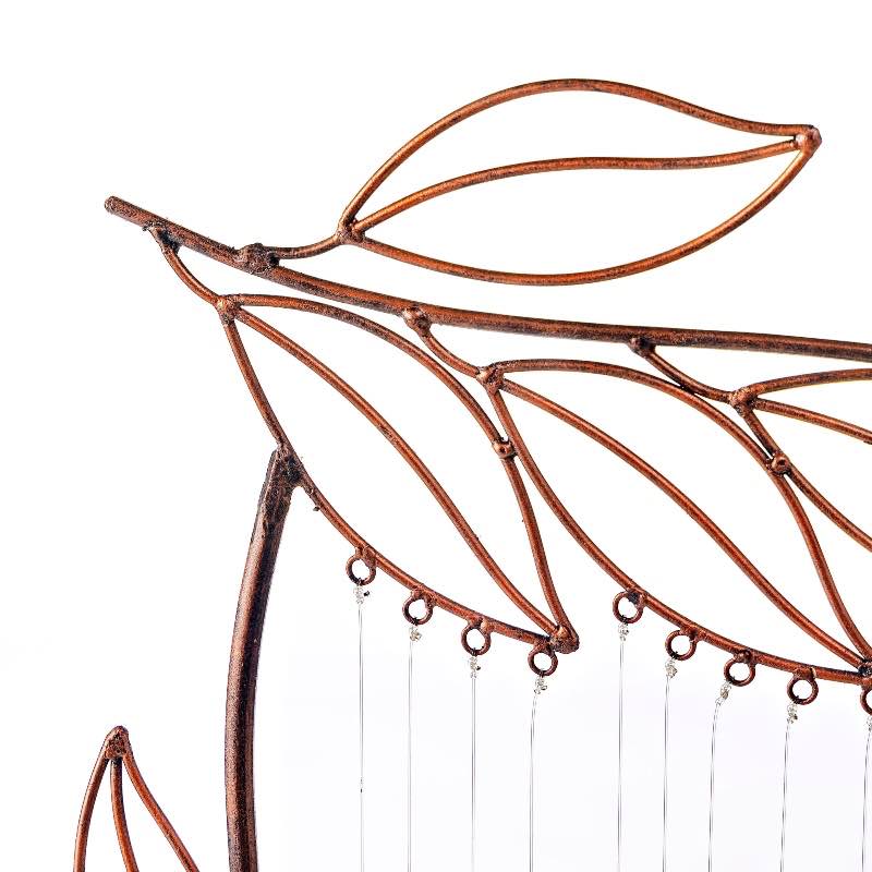 Metal Leaf Trellis with Blue Wind Chime - View 3