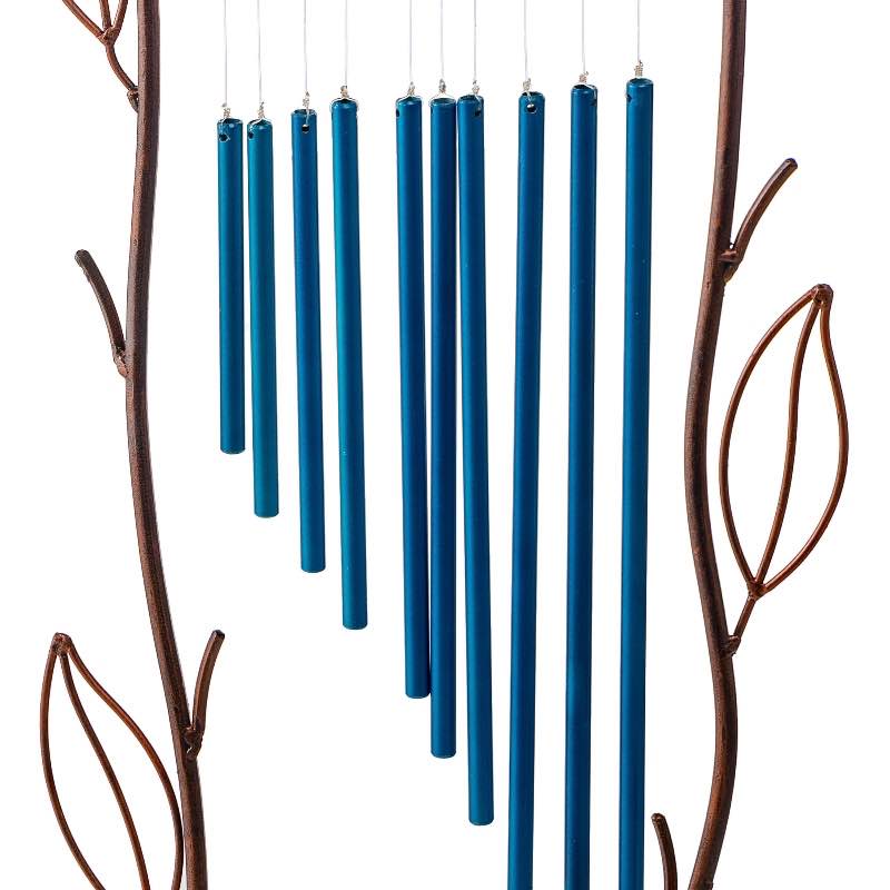 Metal Leaf Trellis with Blue Wind Chime - View 4