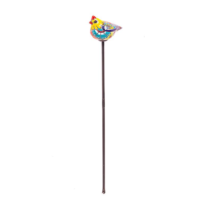 Handcrafted Talavera-Style Ceramic Bird Decorative Garden Stake - Orange - View 6