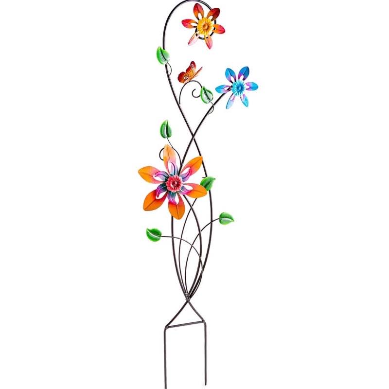 Colorful Spinning Flowers Garden Stake and Wind Spinner - View 2