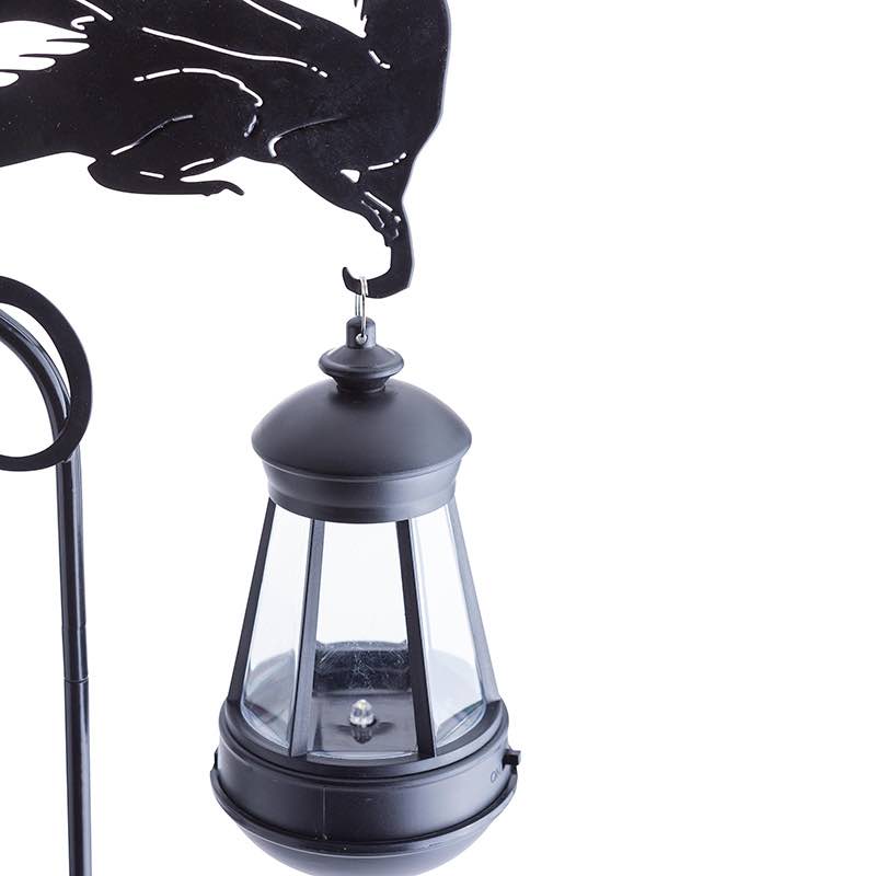 Metal Dragon Silhouette Garden Stake with Solar Lantern - View 3