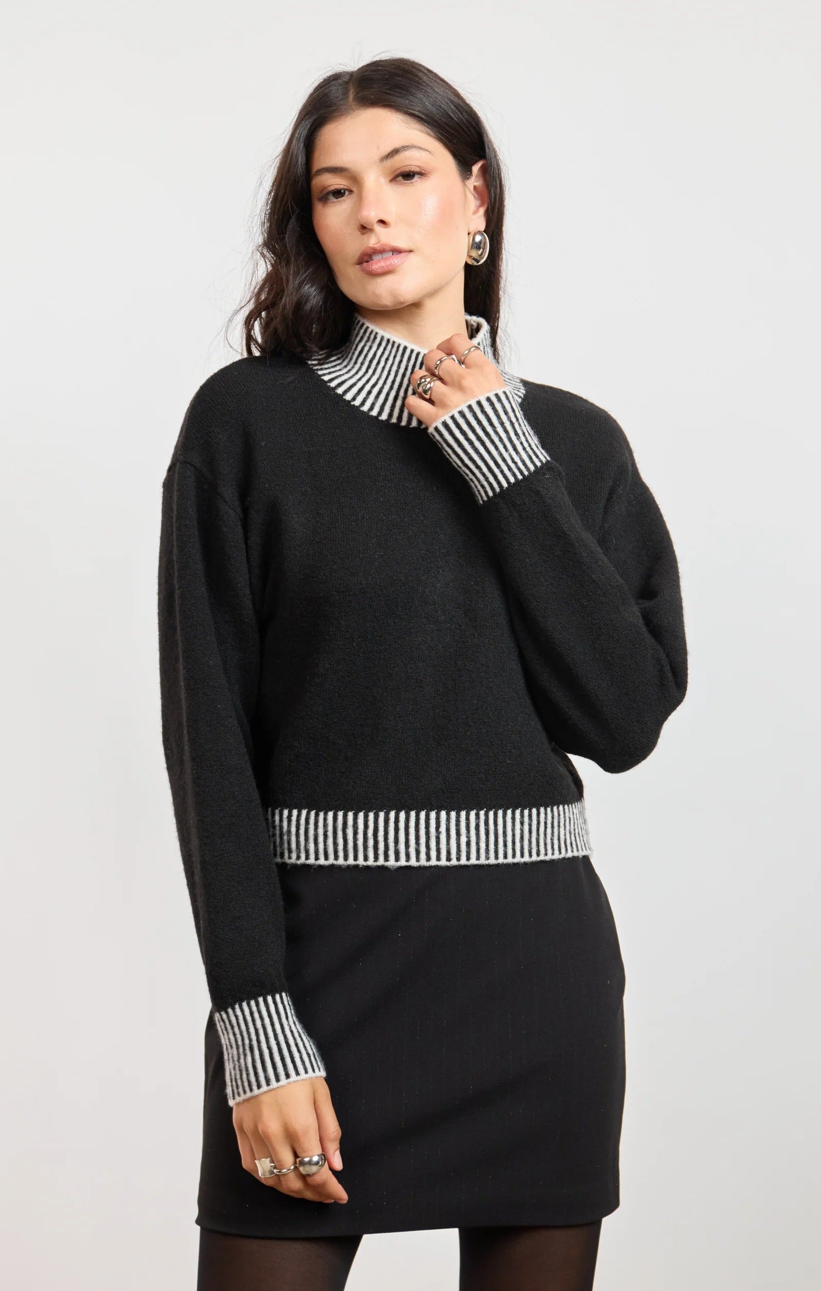 Contrast Rib Sweater