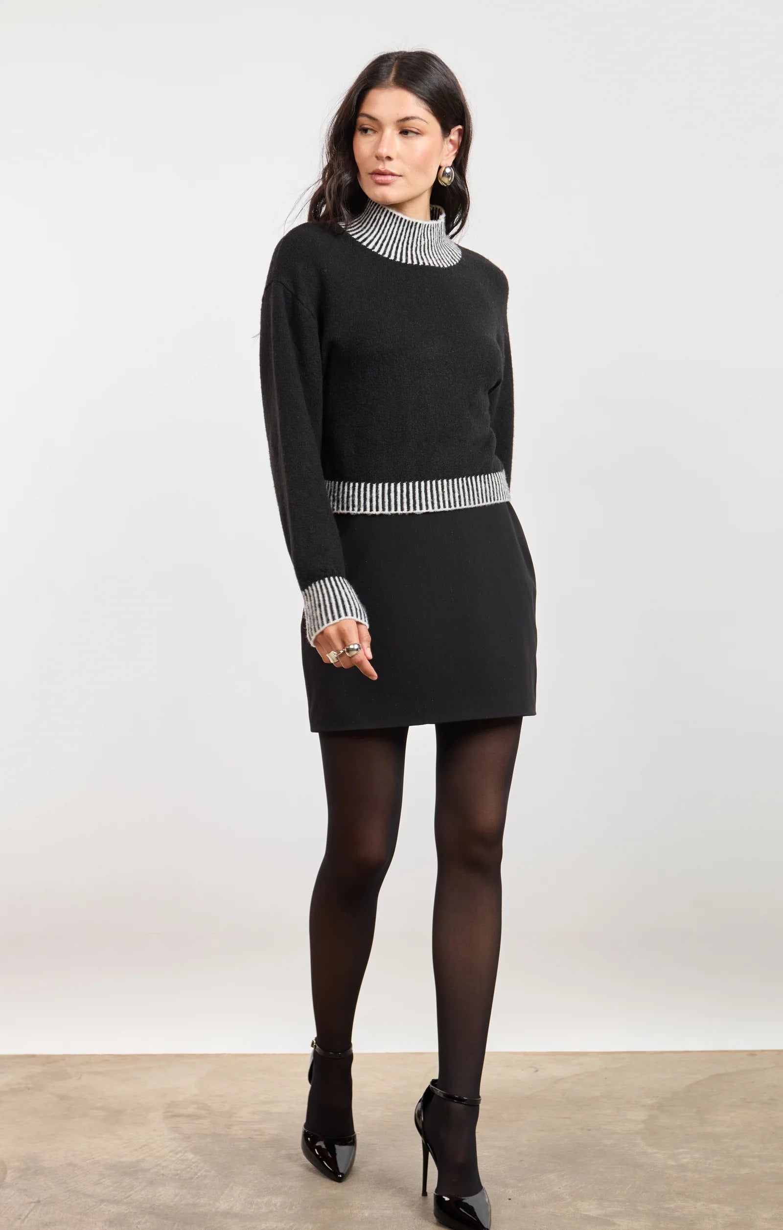 Contrast Rib Sweater