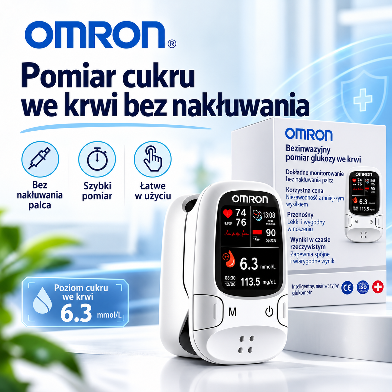 🔥 Omron™ — Mierz poziom glukozy we krwi w prosty i wygodny sposób, bez użycia igieł