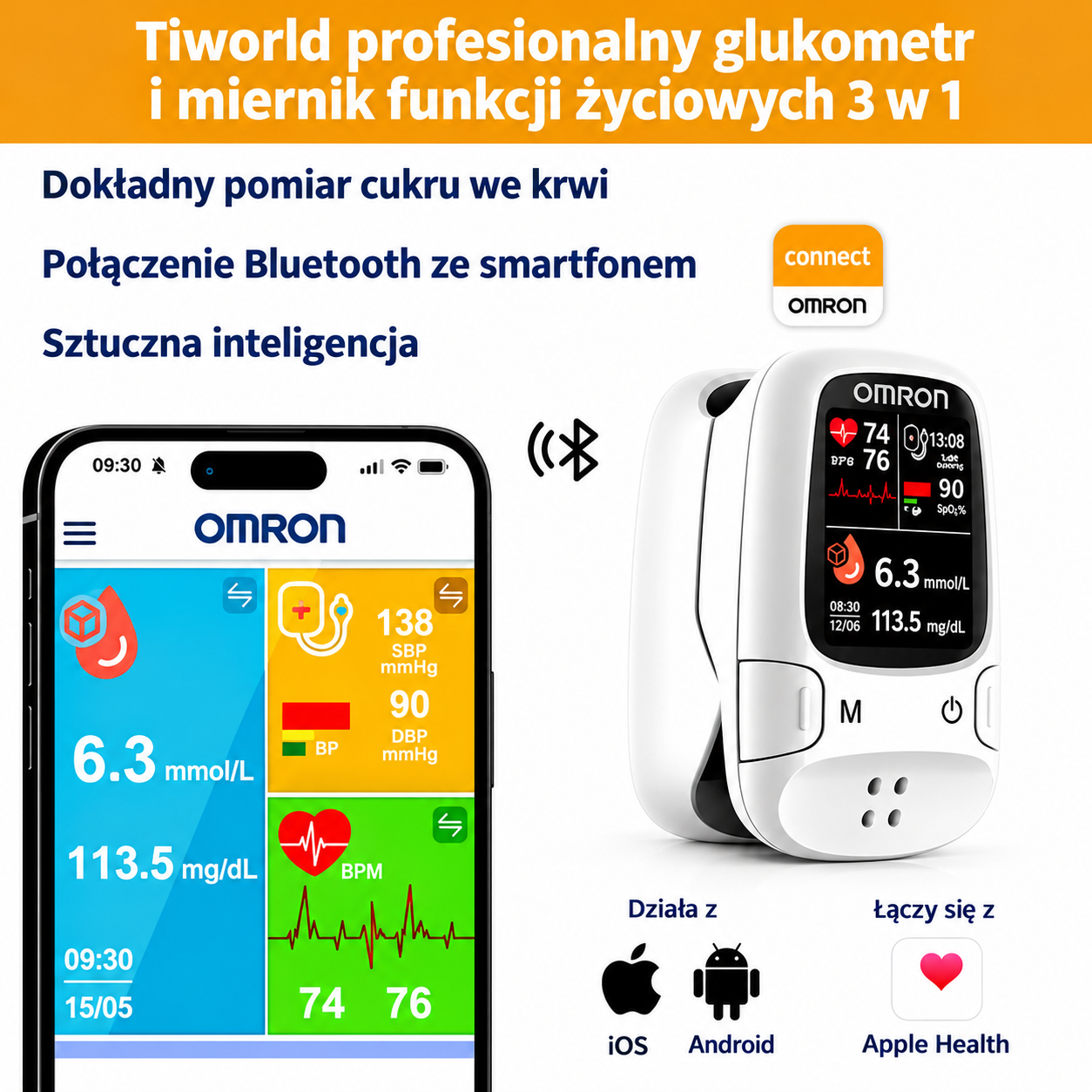 🔥 Omron™ — Mierz poziom glukozy we krwi w prosty i wygodny sposób, bez użycia igieł
