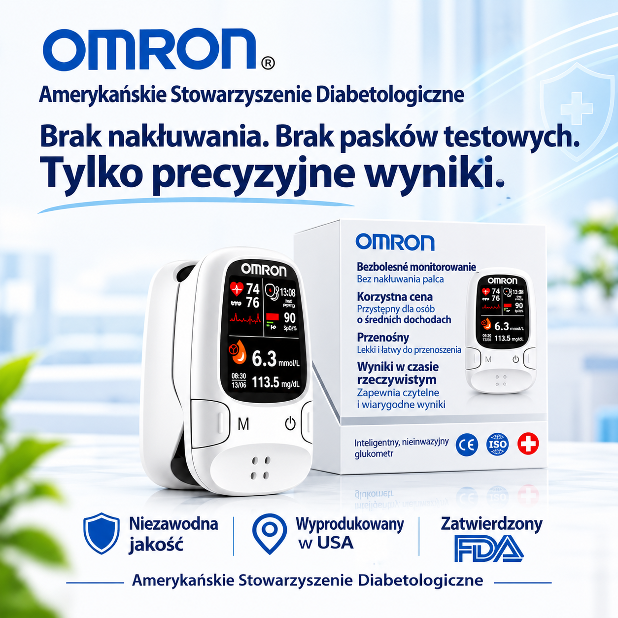 🔥 Omron™ — Mierz poziom glukozy we krwi w prosty i wygodny sposób, bez użycia igieł