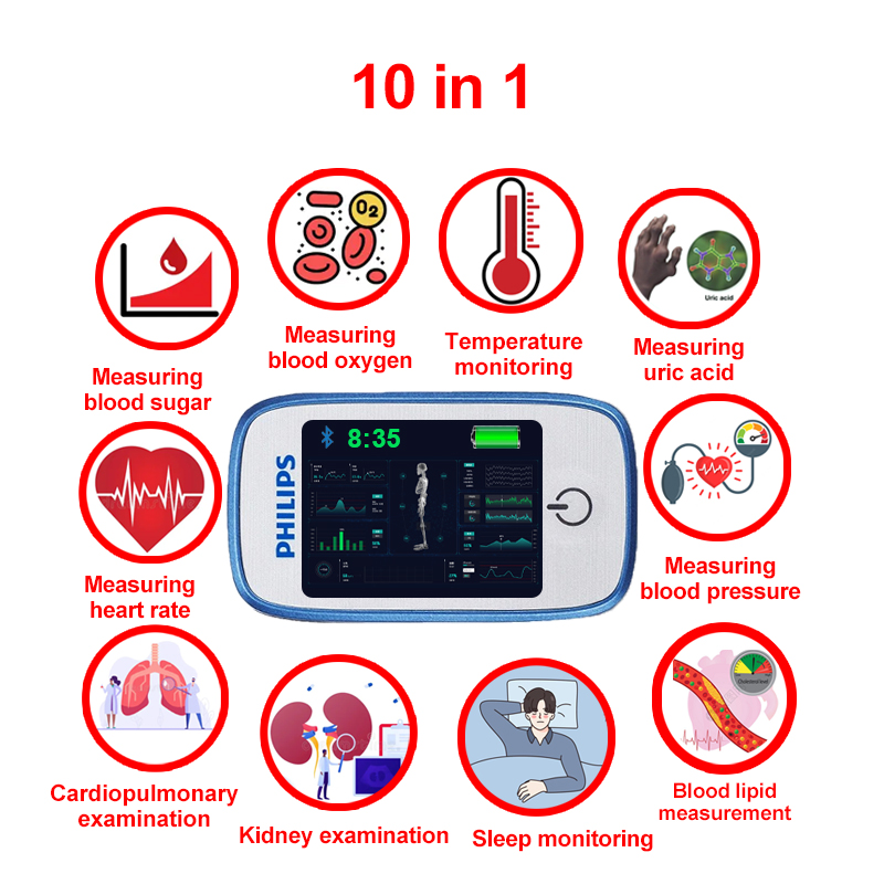 【Philips Healthcare】✨11-u-1 neinvazivni mjerač glukoze u krvi💖Točno mjerenje, lakše!
