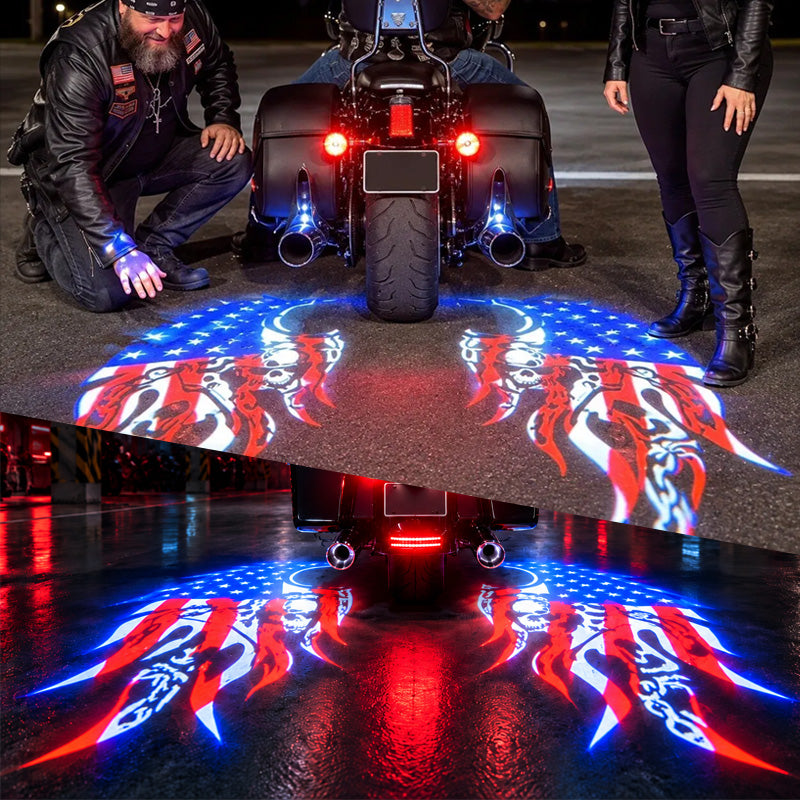 Motorcycle American Flag LED Night Display