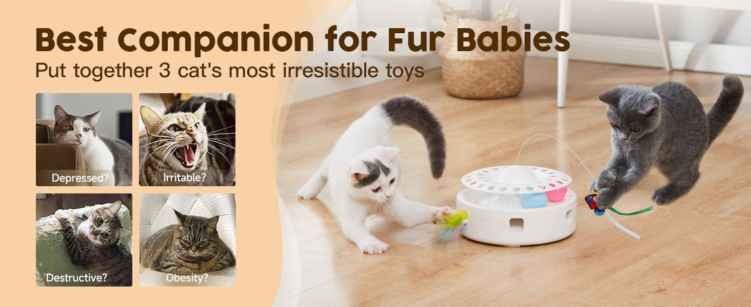 Potaroma Cat Toys 3-in-1 Automatic Interactive Kitten Toy