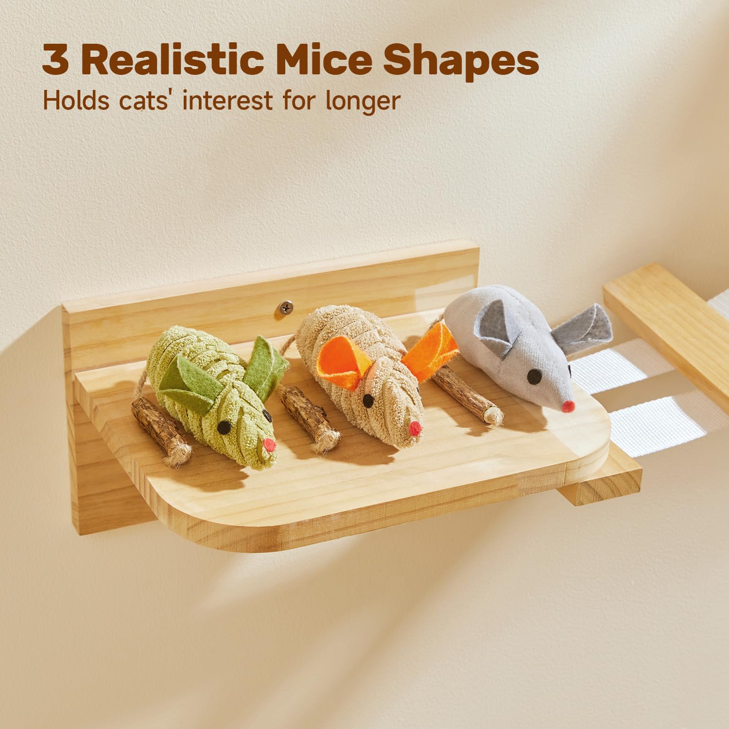 Cat Toys 3Pcs Squeak Mice, Mouse-shaped cat toys