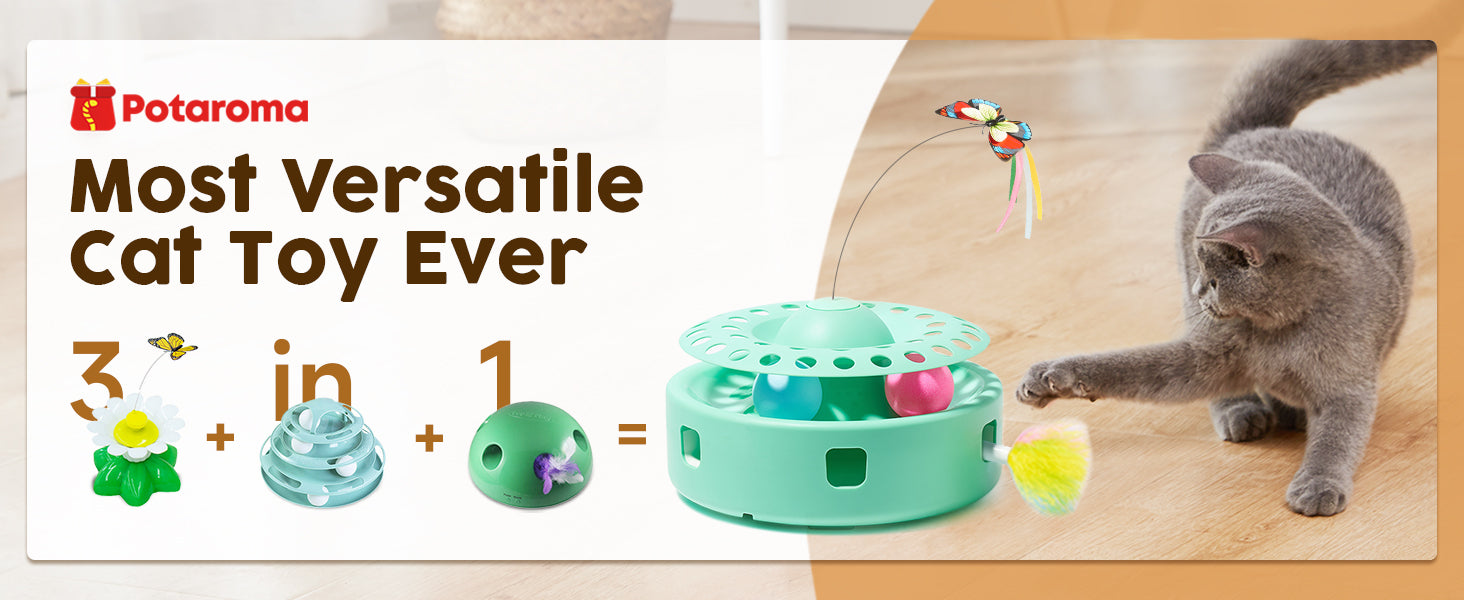 Potaroma Cat Toys 3-in-1 Automatic Interactive Kitten Toy