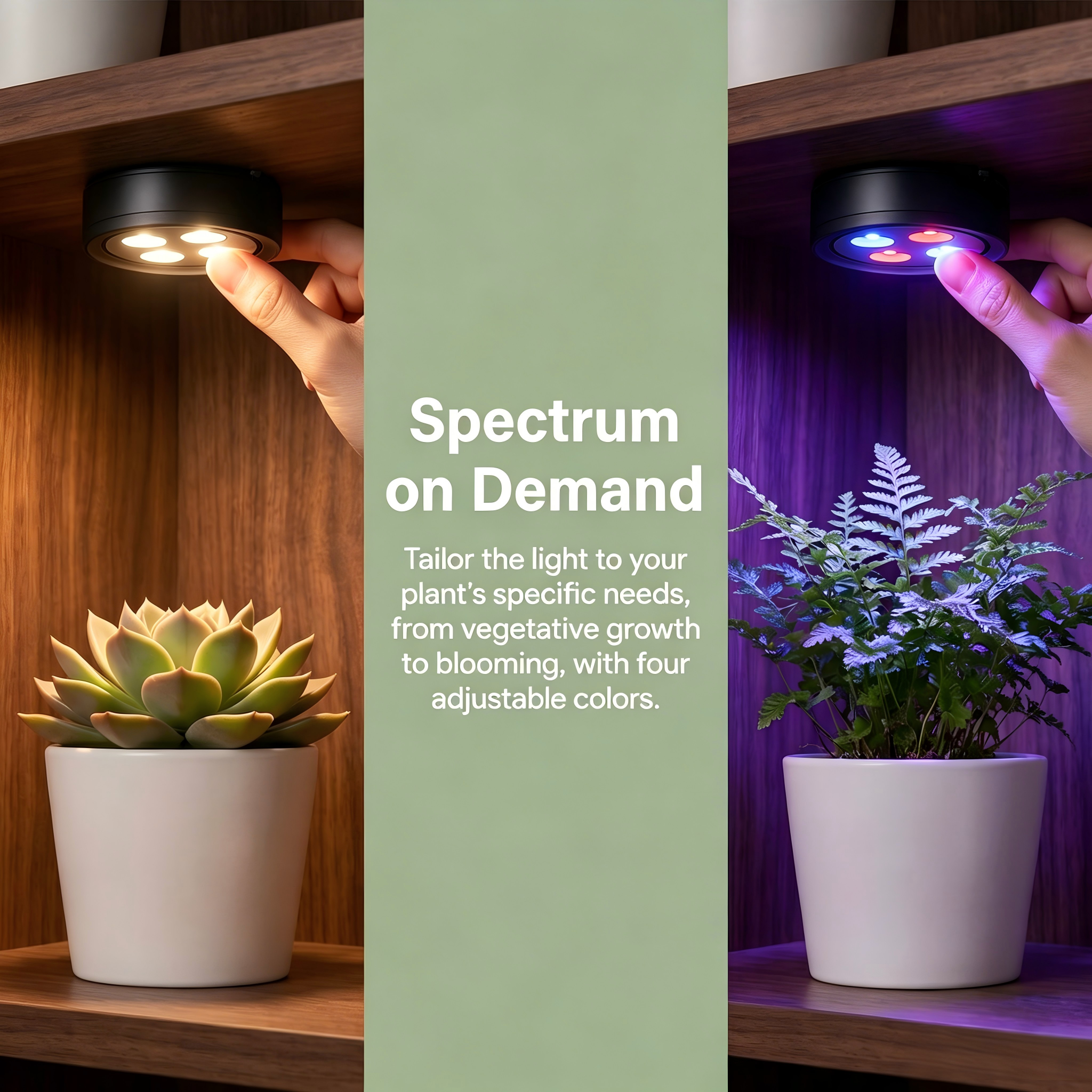Rechargeable Grow Light 6 Pack, Full Spectrum LED, Magnetic Plant Light for Indoor, 6500K, Stepless Dimming with Timer Remote, for Shelf
