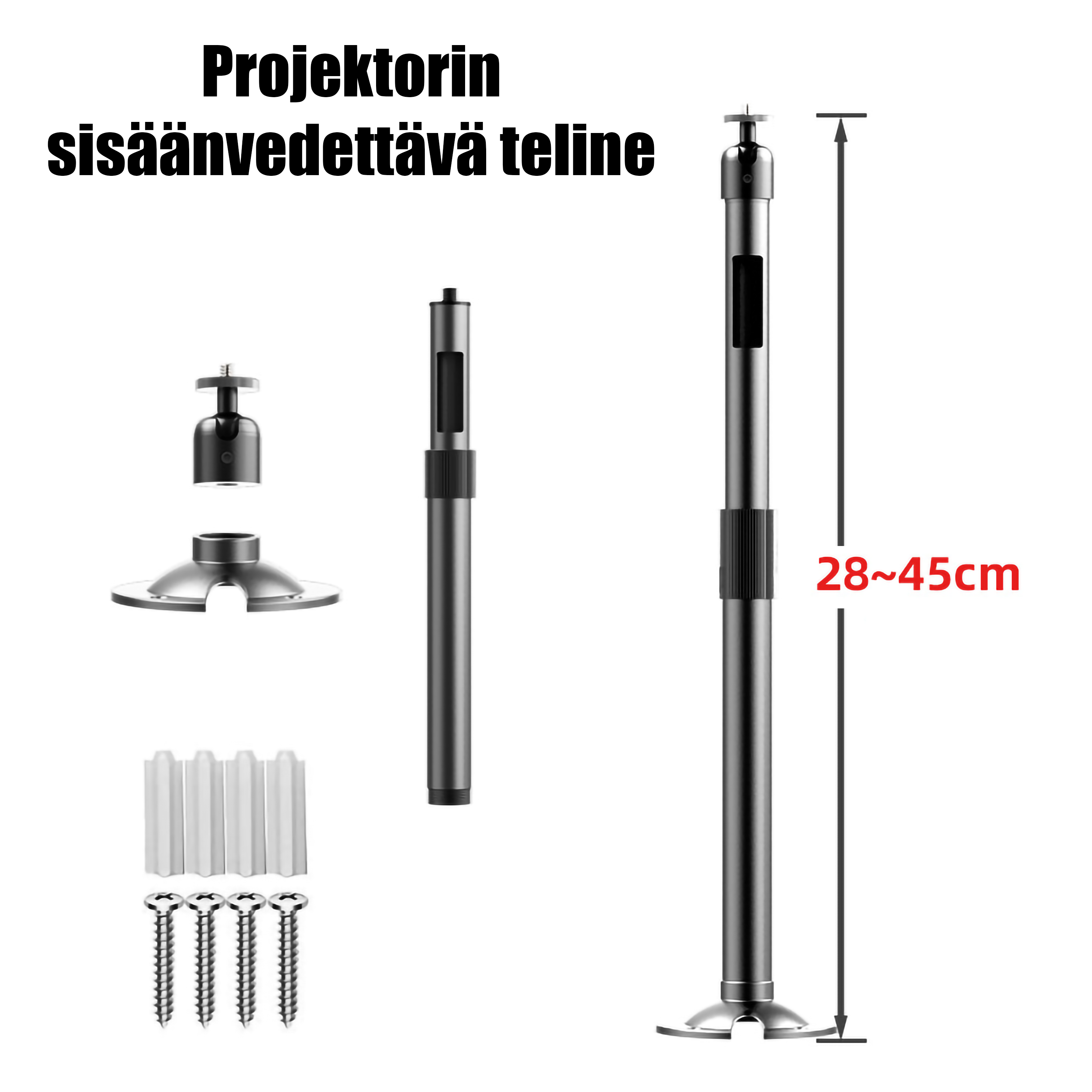 Teleskopiskt projektorstativ i kolstål 28–45 cm
