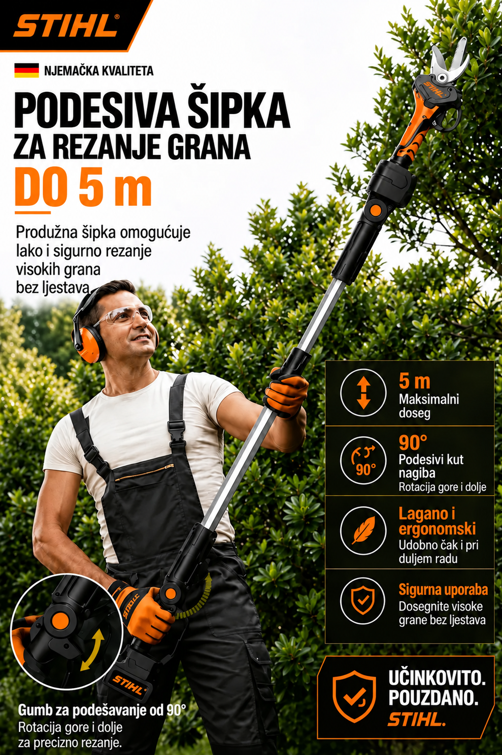 Teleskopska šipka za rezanje visokih grana
