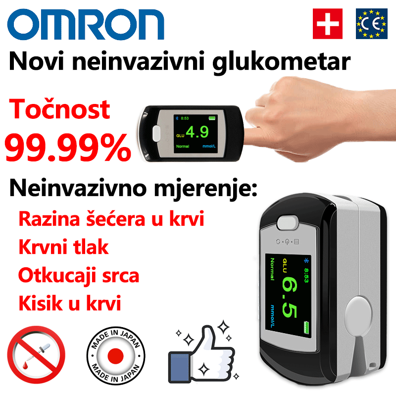 Omron neinvazivni mjerač glukoze u krvi (mjerenje za 5 sekundi, točnost 99%)