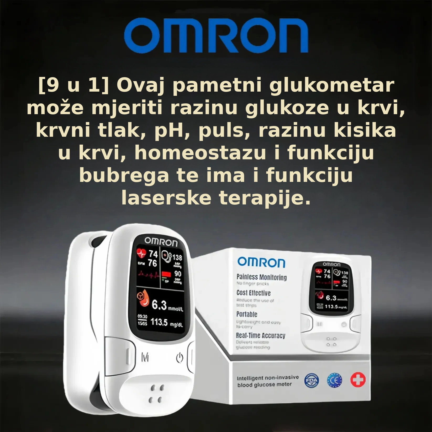 🔥 OMRON™ – Nova generacija pametnog neinvazivnog mjerača glukoze u krvi! ✨ Jednostavno mjerenje kod kuće!