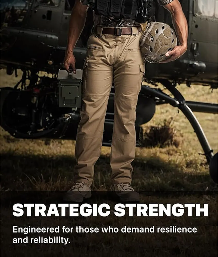 Men's Flex Stretch Tactical Pants, Water Resistant Ripstop Cargo Pants