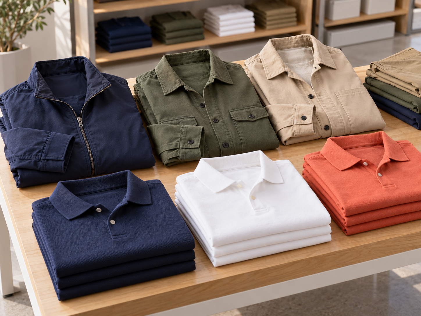 Everyday clothing layers in a warehouse setting