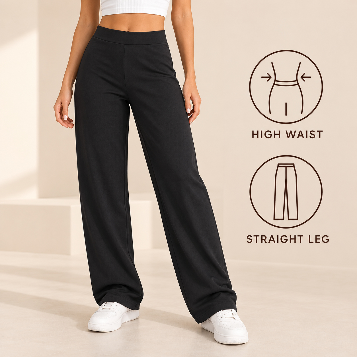 Women Straight Pants 100% Cotton
