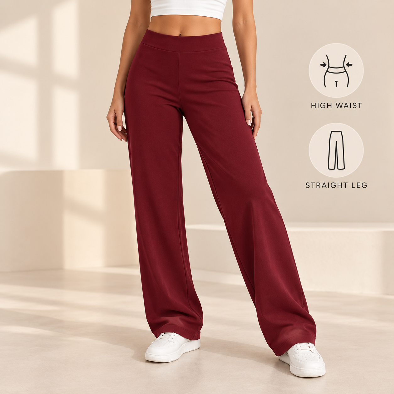 Women Straight Pants 100% Cotton