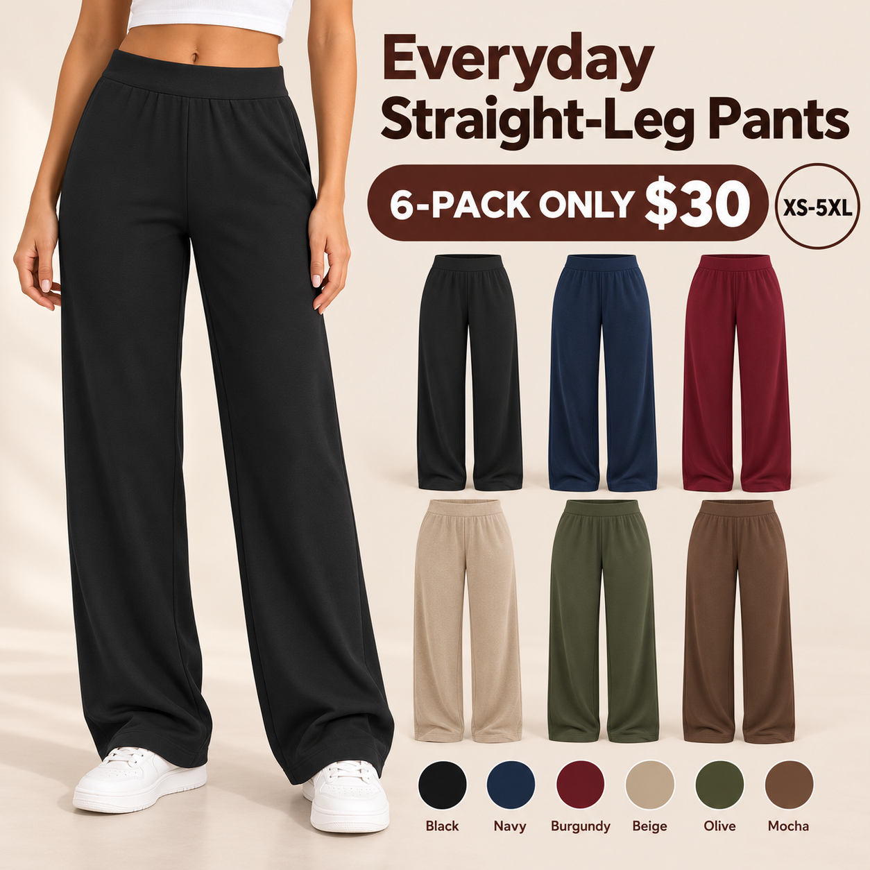 Women Straight Pants 100% Cotton