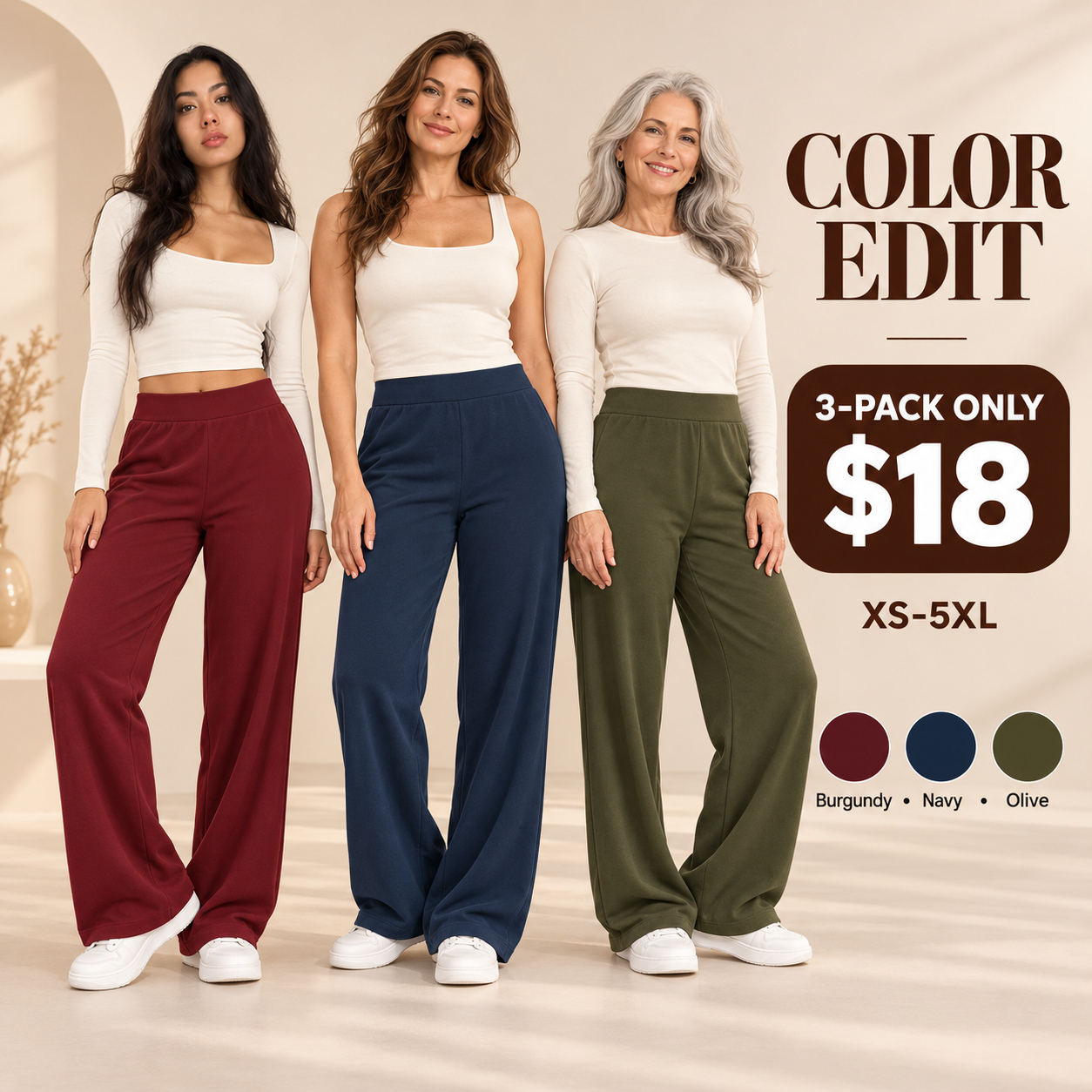 Women Straight Pants 100% Cotton