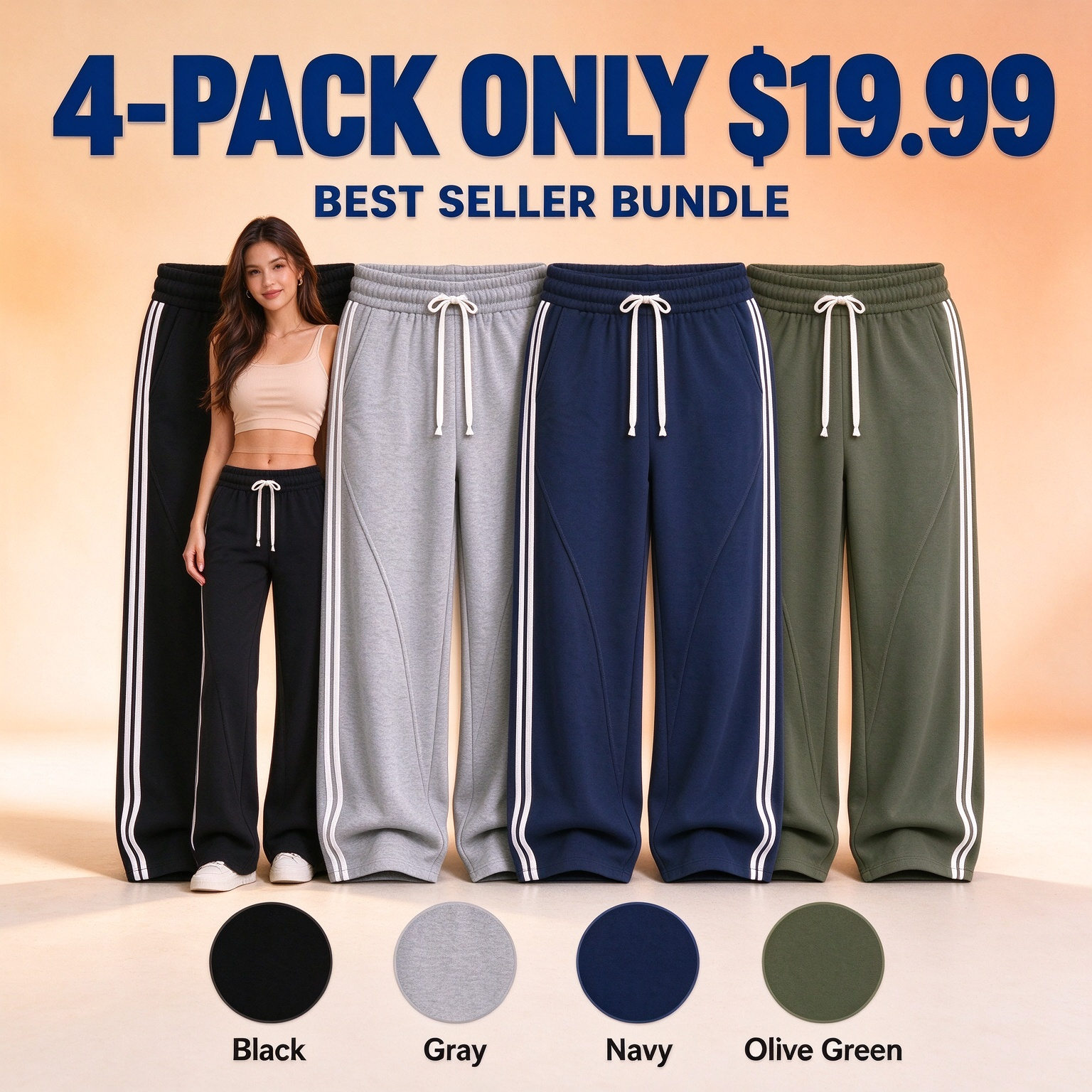 [LAST DAY SALE]RELAXED SIDE STRIPE PANTS Easy Comfort. Clean Style. Everyday Ready.