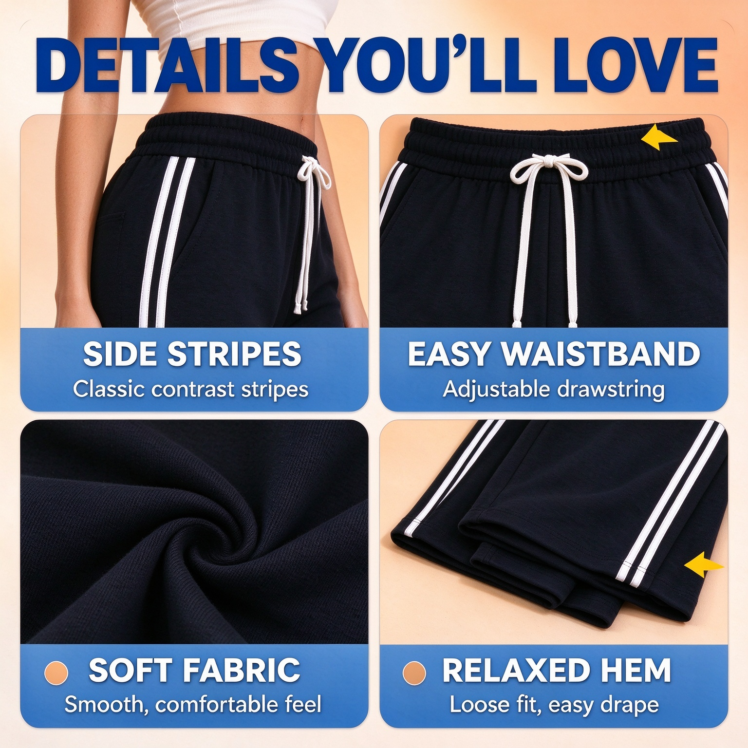 [LAST DAY SALE]RELAXED SIDE STRIPE PANTS Easy Comfort. Clean Style. Everyday Ready.