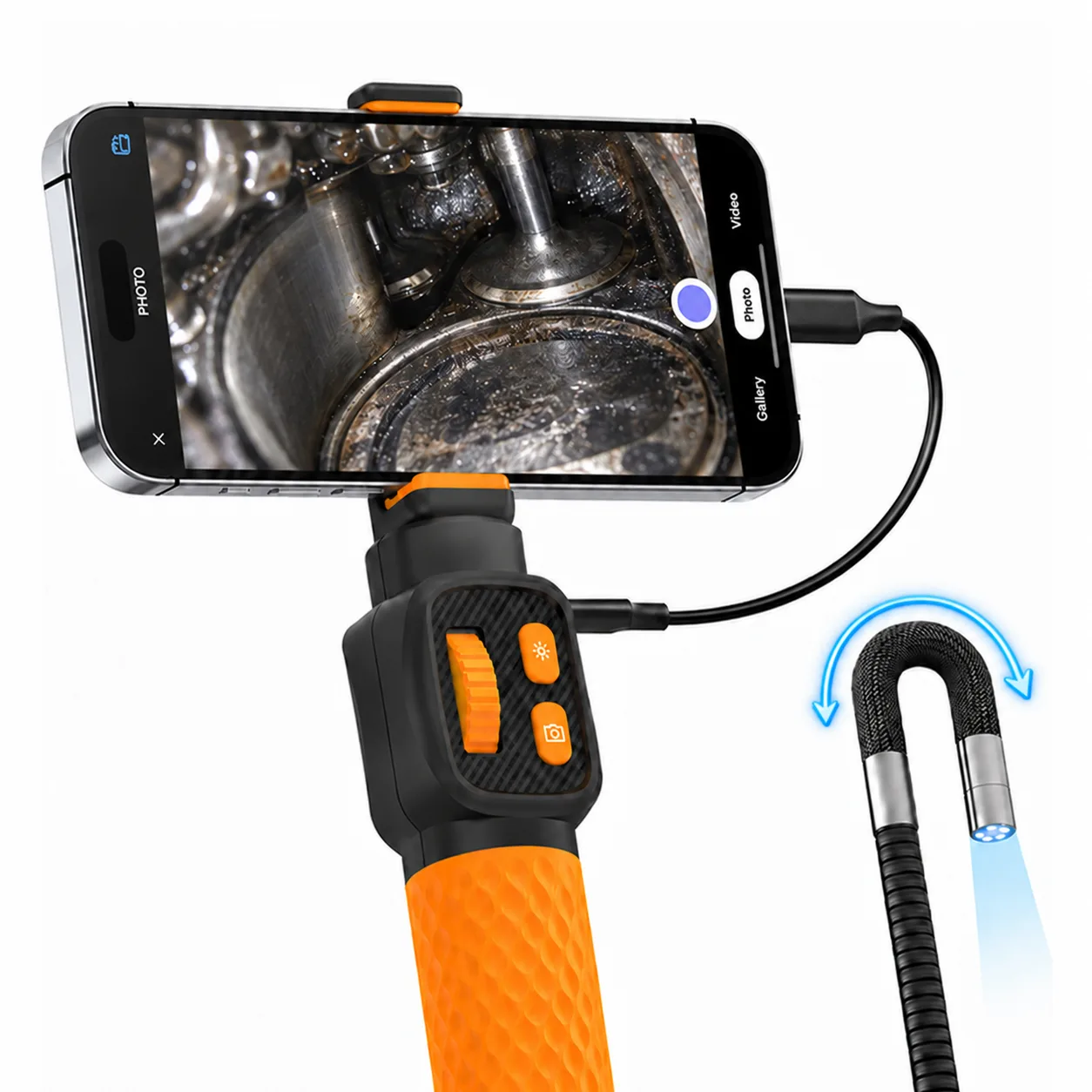 Mekrivo P91 USB-C artikulierender Endoskop mit Smartphone-Halter und 2 m Kabel