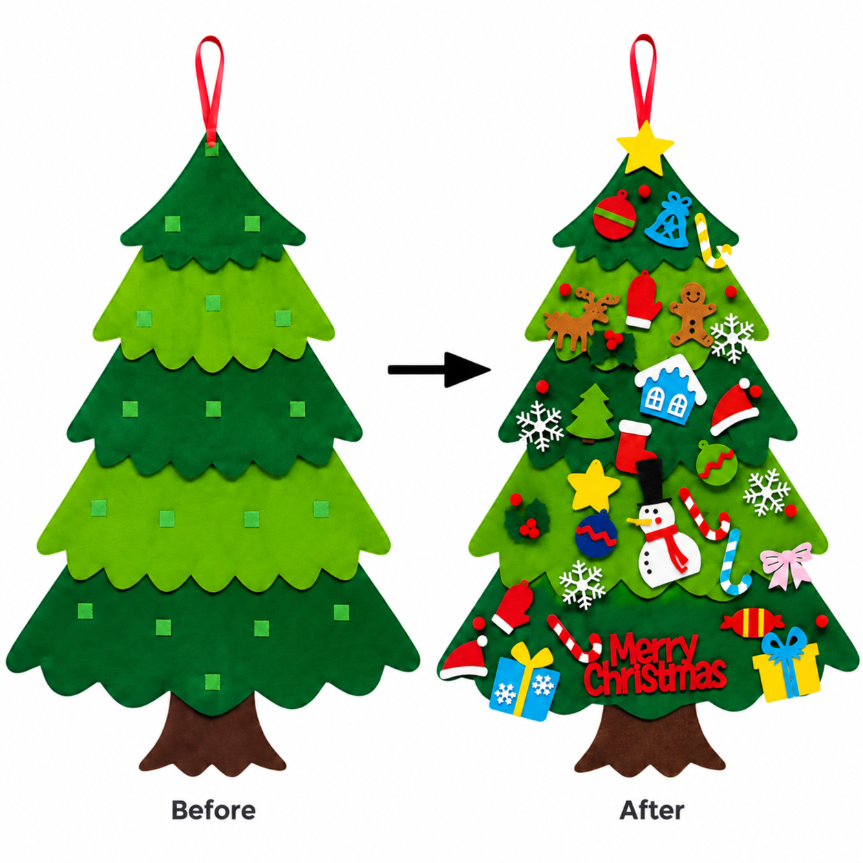 🔥50% OFF Last Day🎄Kids’ DIY Felt Christmas Tree with Decorative Ornaments