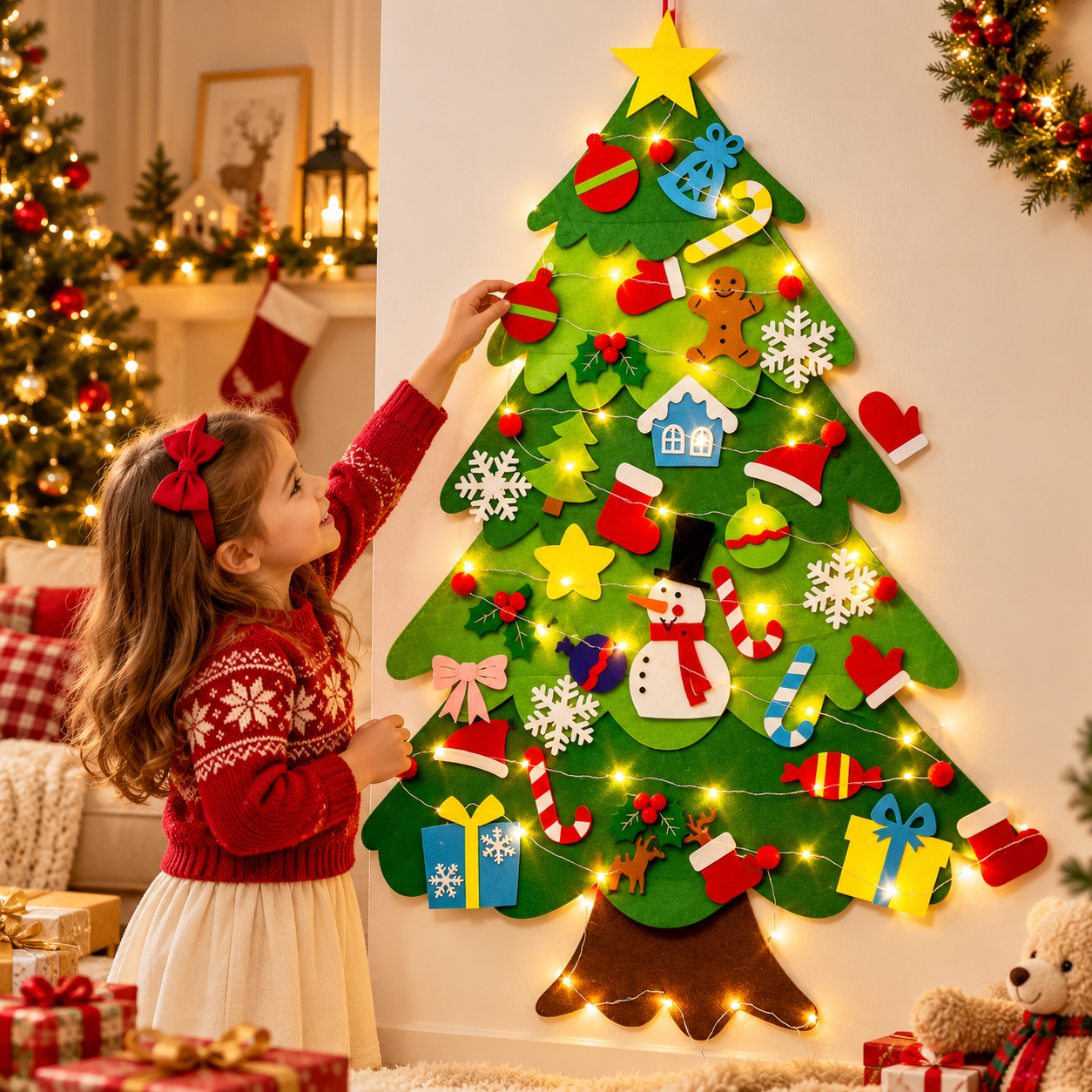 🔥50% OFF Last Day🎄Kids’ DIY Felt Christmas Tree with Decorative Ornaments