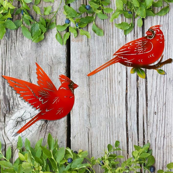 Metal Cardinal Wall Art Decor | Hand Painted Art | Metal Art
