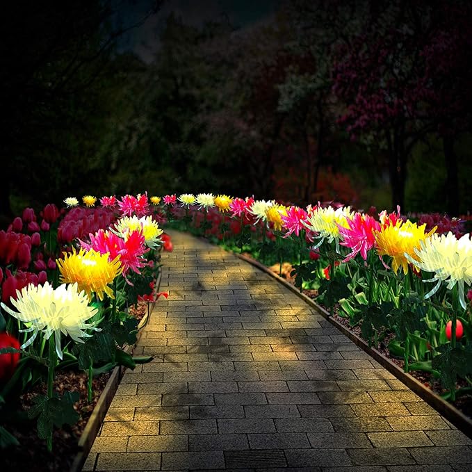 31.5" Chrysanthemum Solar Garden Stake LED