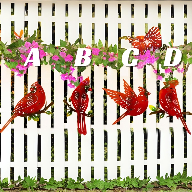 Metal Cardinal Wall Art Decor | Hand Painted Art | Metal Art