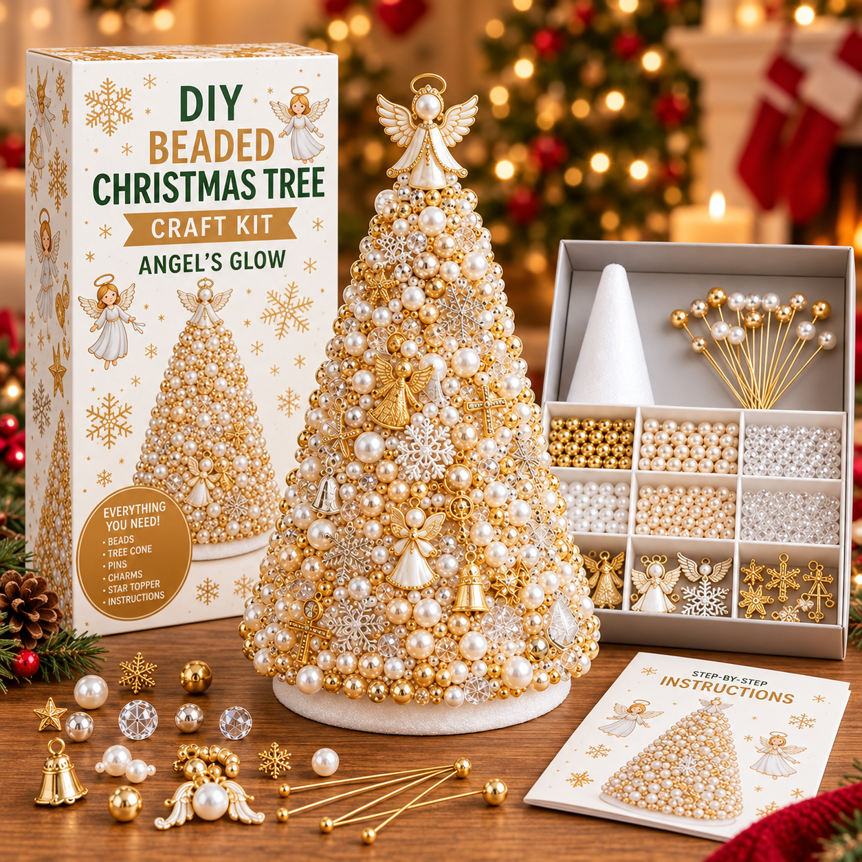 🎄✨Handmade Elegant DIY Beaded Christmas Tree Craft Kit | Collectible Premium Holiday Decor Kit